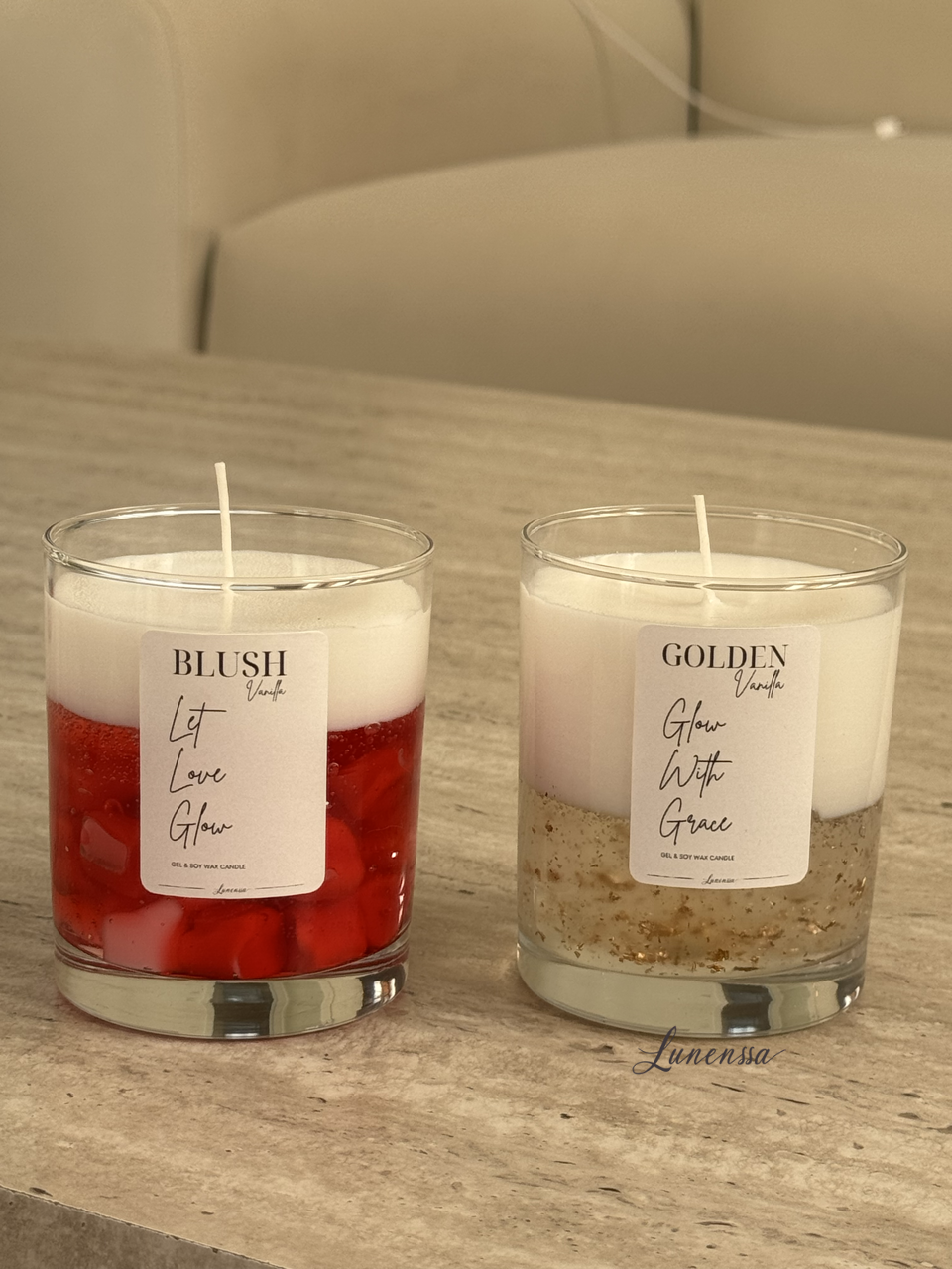 Vanilla Glow Duo Set – Blush & Golden Vanilya Kokulu Mum Seti