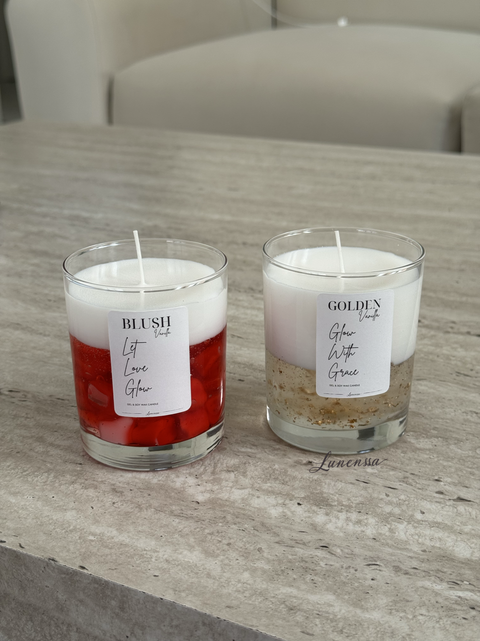 Vanilla Glow Duo Set – Blush & Golden Vanilya Kokulu Mum Seti